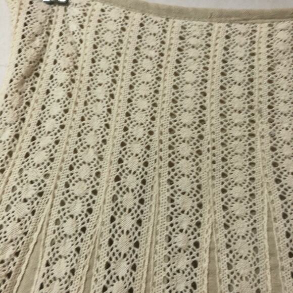 Sha Cha Cream Lace Pleated A Aline Skirt Womens L Crochet Cottage Core Boho - Picture 5 of 6